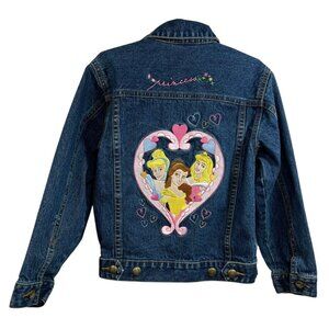 Disney Princesses Embroidered Denim Jacket Aurora Belle Cinderella Girls Small